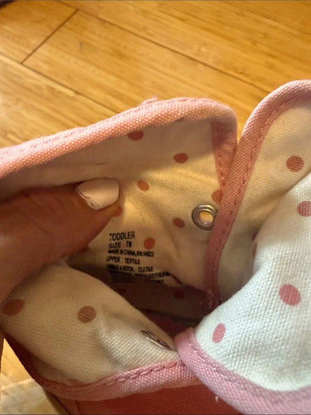 GAP Kids Pink Canvas High-Top Sneakers with Polka Dot Lining